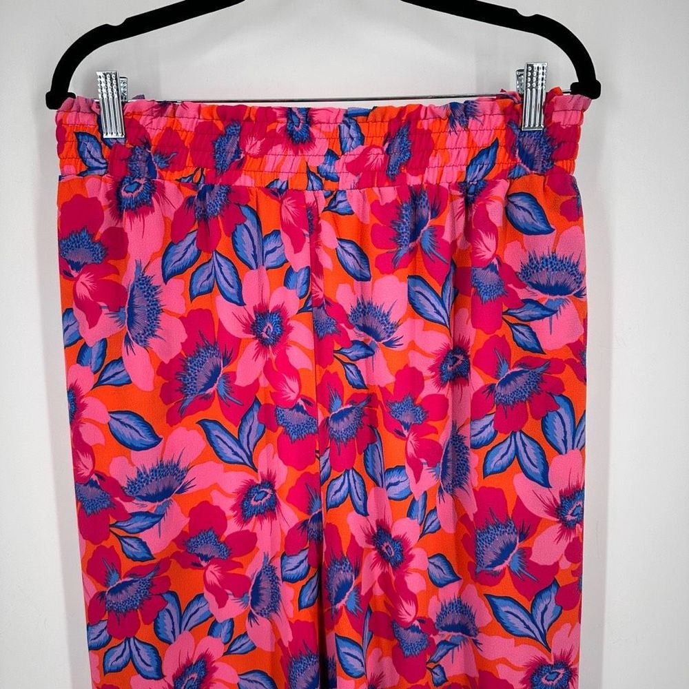 NWT Rose + Olive Women's Floral High Waist Crop Wide Leg Pants Blue Pink Size 3X - Picture 4 of 14